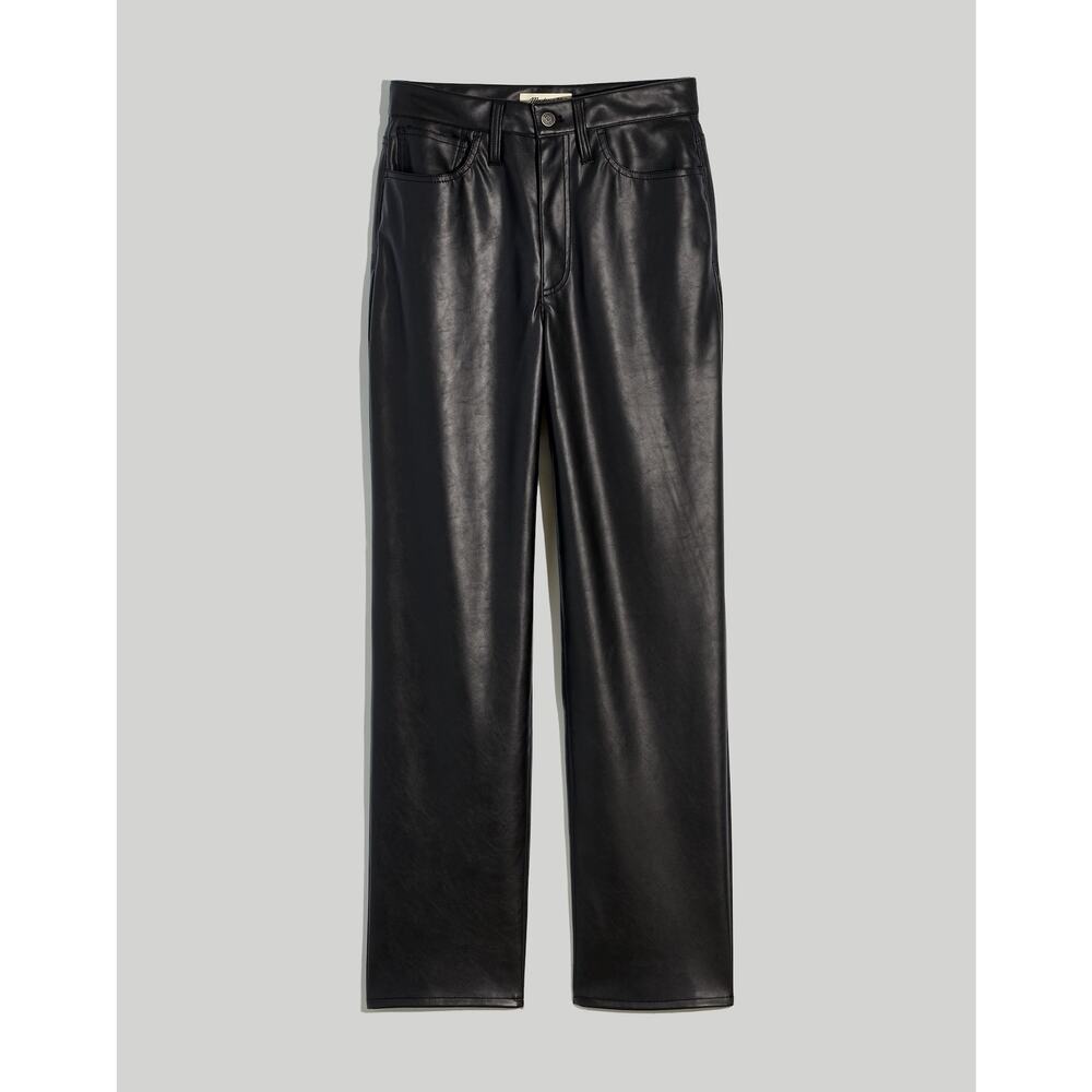 Madewell The Perfect Vintage Straight Jean Faux Leather Pants in Black, Size 27